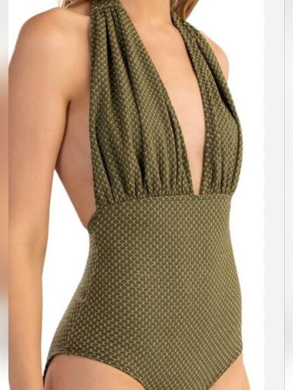 Shoshanna Halterneck One-Piece Size 4 Olive Gold